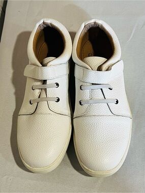 Monkey Feet Women's White Leather Sneakers with Strap